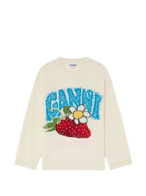 GANNI ウールクルーネックセーター 送料無料