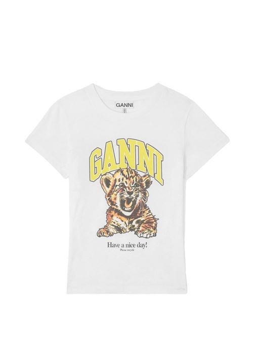 GANNI プリントコットン Tシャツ 送料無料