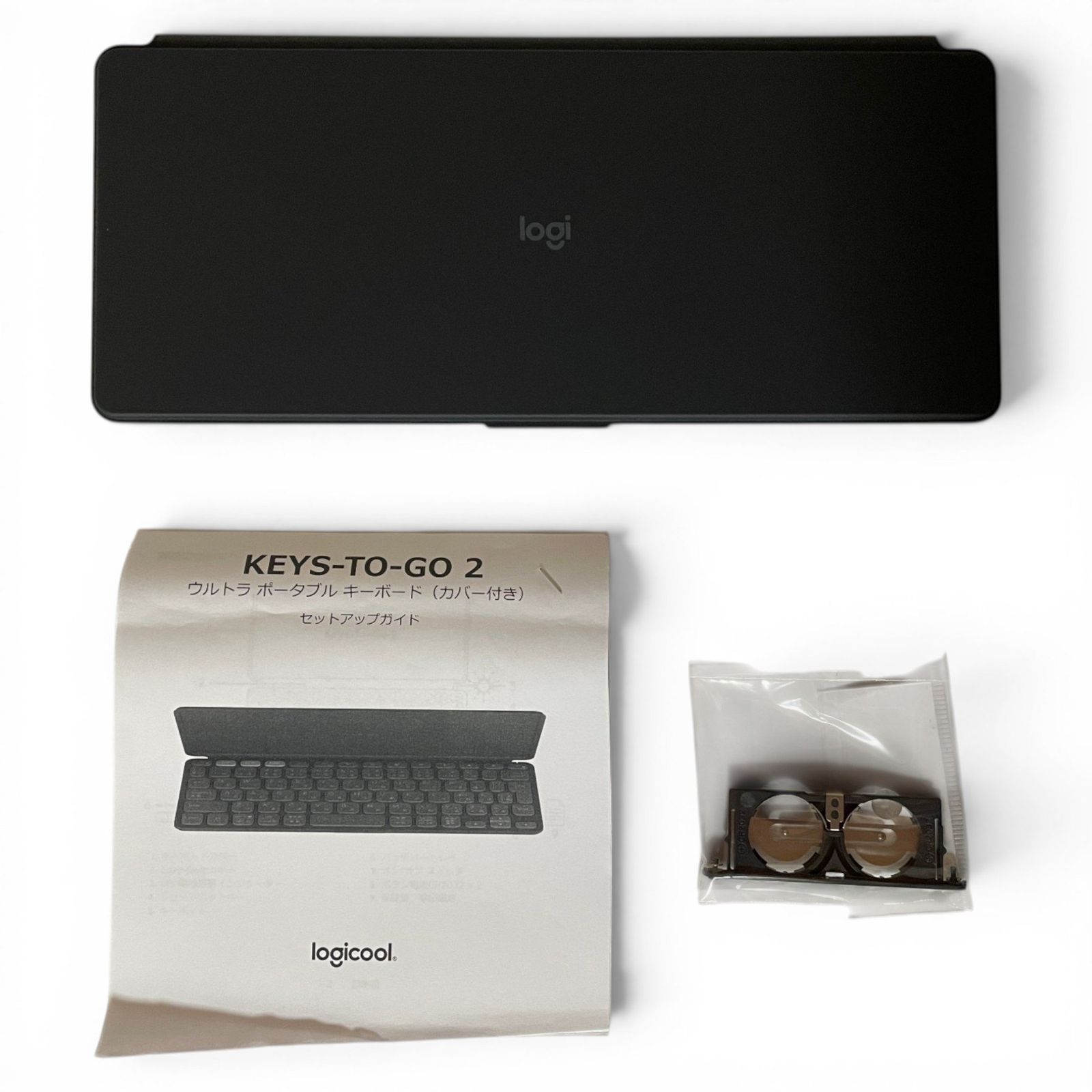 ▲ ロジクール Logicool KEYS-TO-GO 2 iK1043GRUda ペールグレー キーボード Bluetooth 薄型 軽量 210-4640