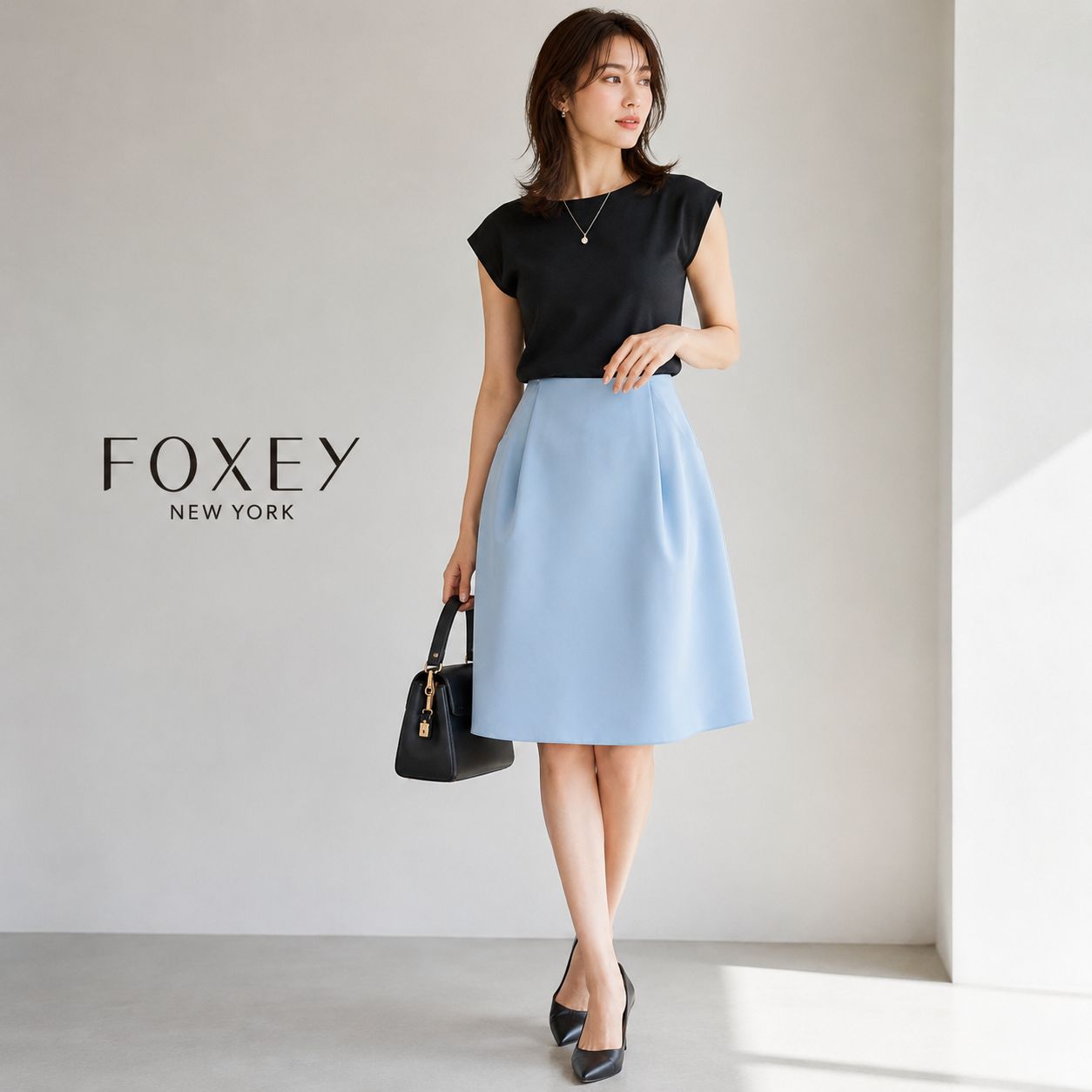FOXEY NEW YORK フォクシー ベルフラワー フレア スカート白 未使用に近い / 希少 プレミアムカラー】FOXEY NEW YORK / フォクシー