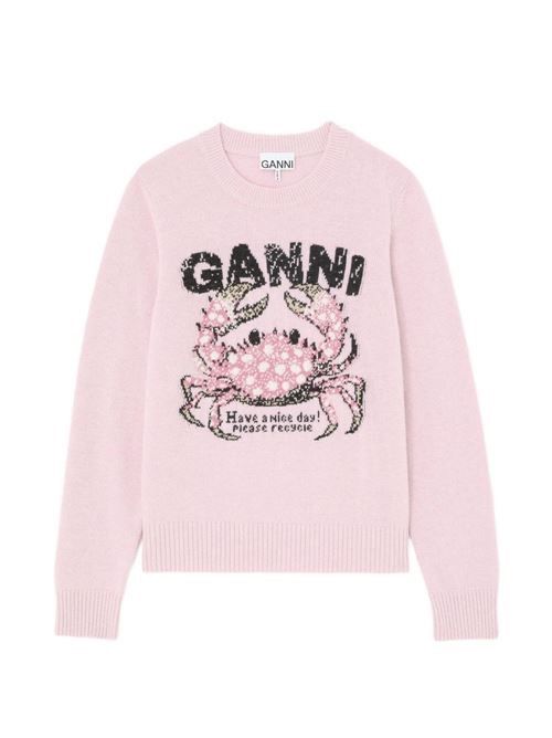 GANNI ウールクルーネックセーター 送料無料