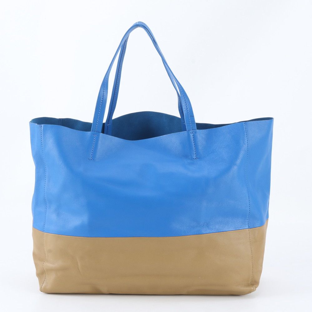美品 セリーヌ ホリゾンタル カバ バイカラー レザー トート バッグ