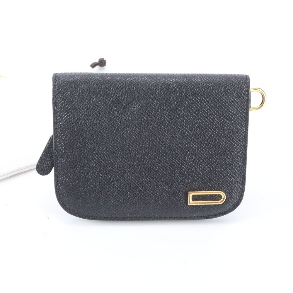 美品 DELVAUX デルヴォー ヴァガボンド コンパクト ウォレット レザー 二つ折り 財布 本革 ブラック 黒 レディース WNM EF34-9【中古】