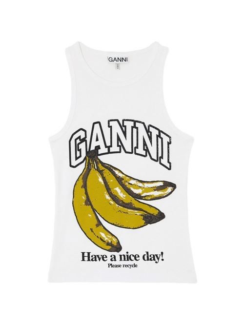 GANNI プリントコットンタンクトップ 送料無料