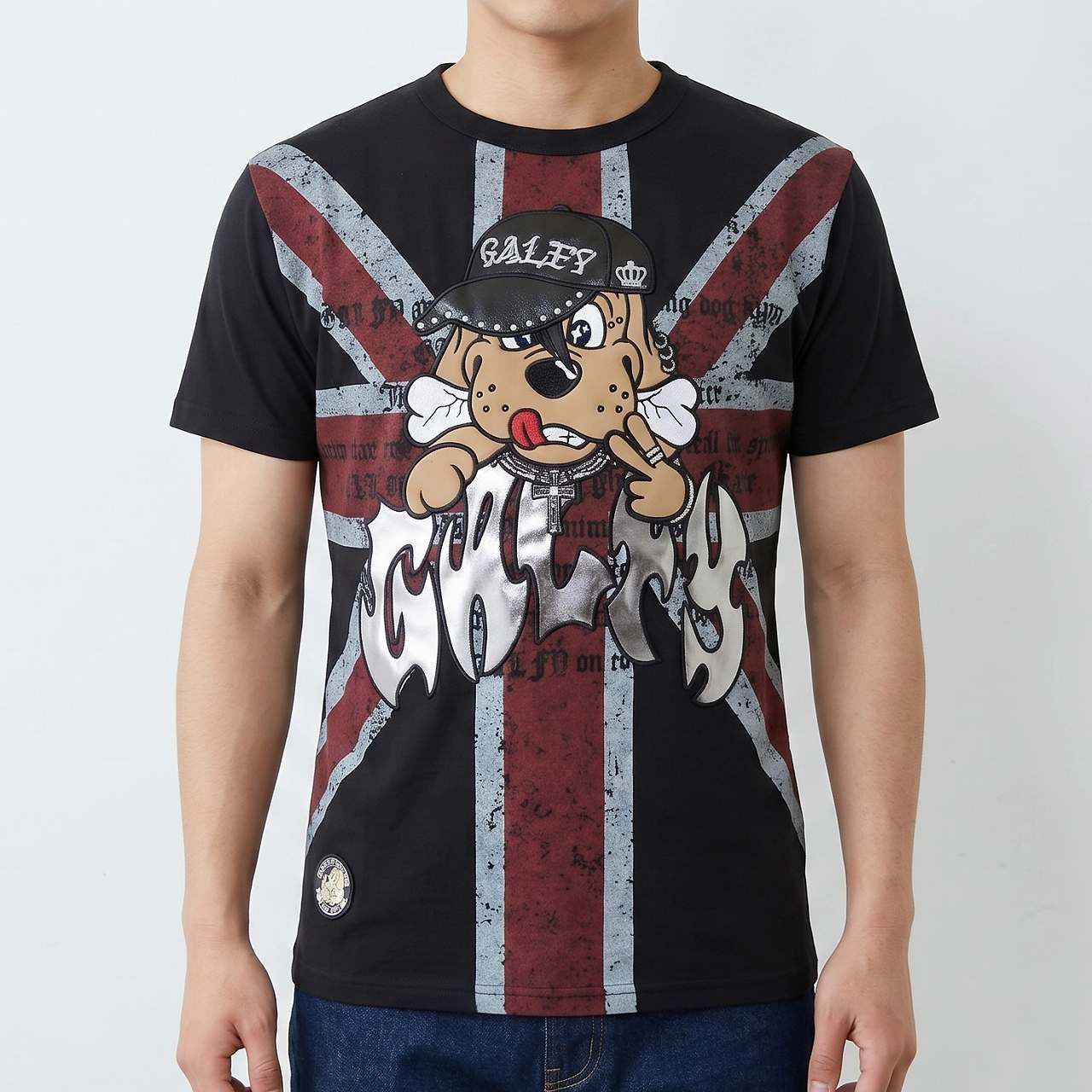 ガルフィー GALFY 半袖Tシャツ UKギャルオT 黒×赤 (L)(中型犬サイズ) It is a T-shirt with a character.