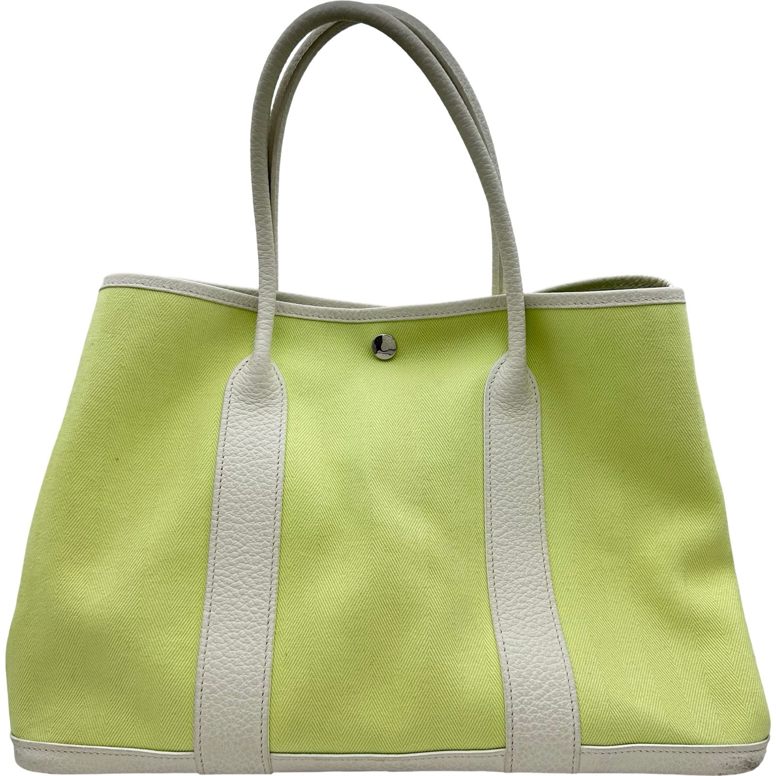 エルメス HERMES ガーデンパーティPM T刻印 ライトグリーン系 シルバー金具 トワル/カントリー レディース トートバッグ