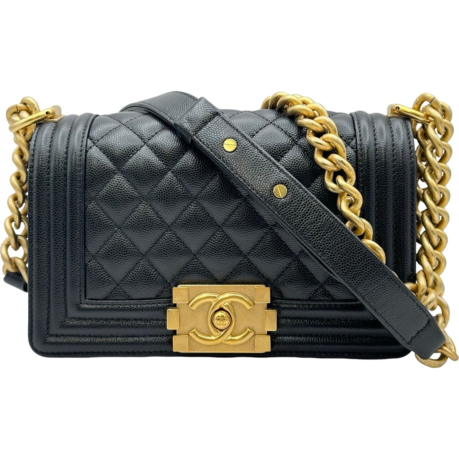 シャネル CHANEL ボーイシャネル20 A67085 28番台 ブラック ゴールド金具 キャビアスキン レディース ショルダーバッグ