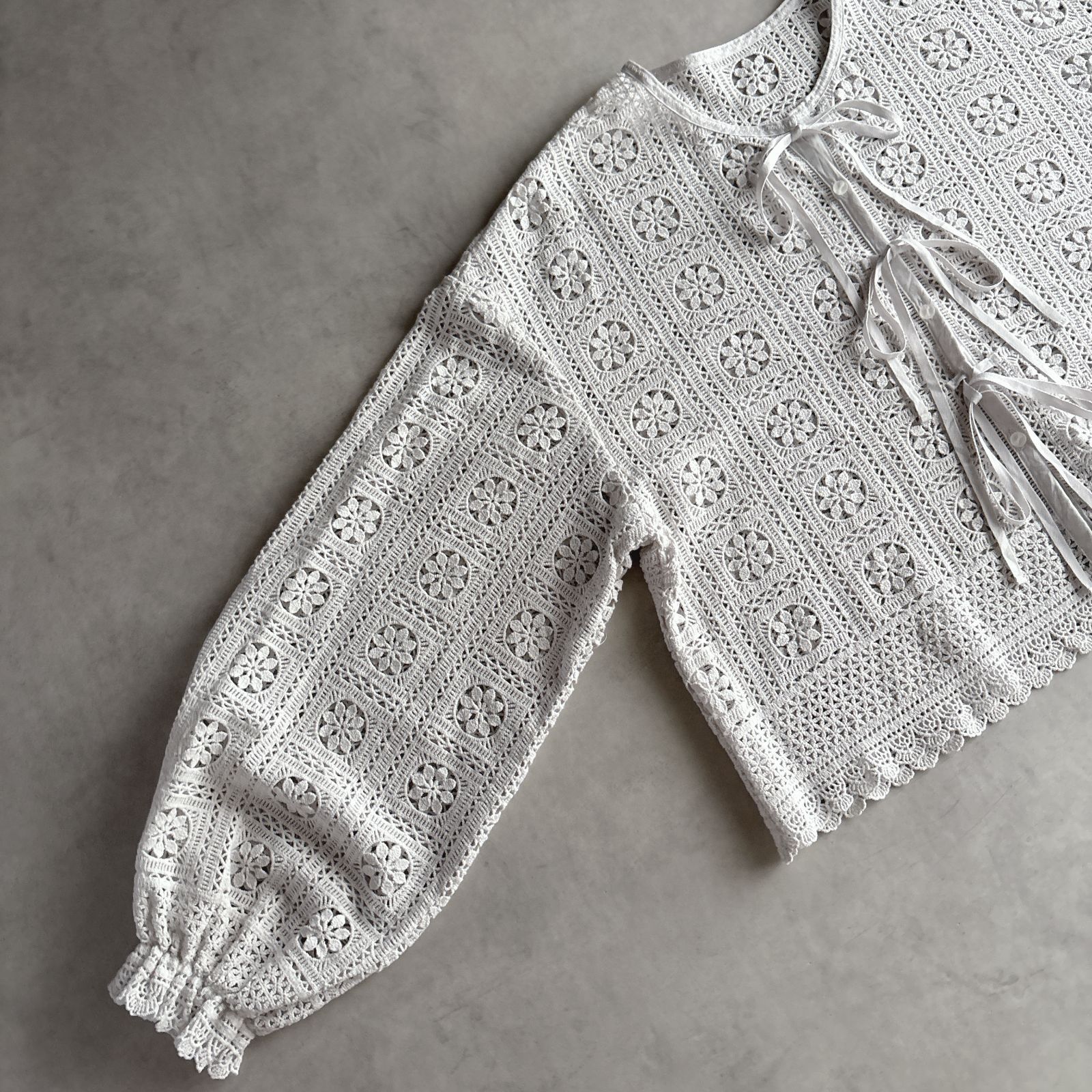 yuni コットンレース gather sleeve haori ブラウス-blouse yuni（ユニ 