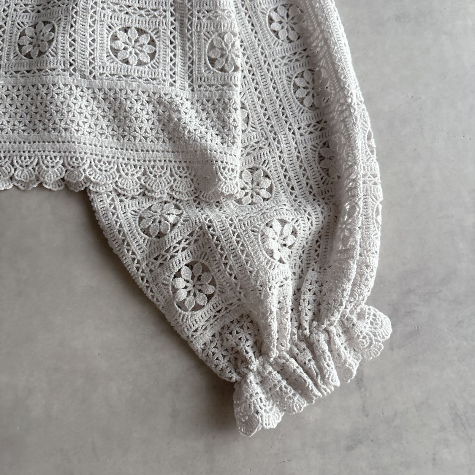 極美品 / yuni ユニ / コットンレース gather sleeve haori ブラウス 