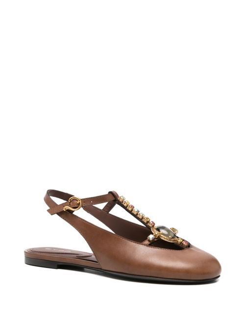 ETRO レザー スリングバック パンプス 送料無料