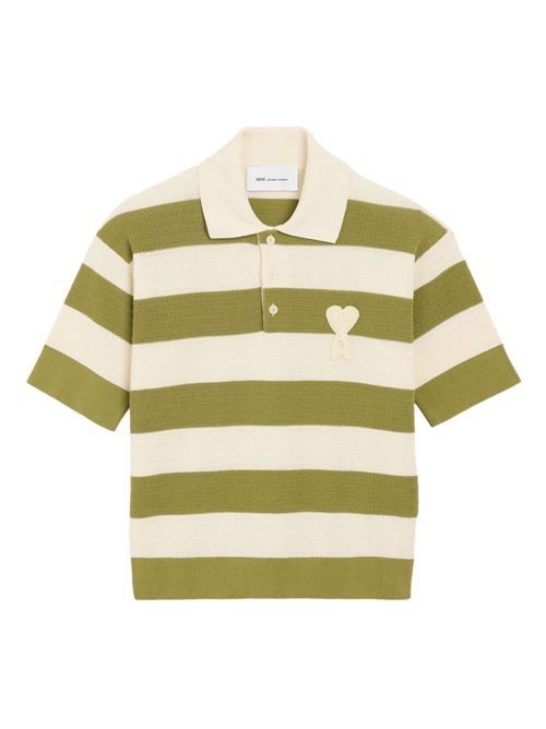 AMI PARIS AMI DE COEUR ストライプ ポロシャツ 送料無料