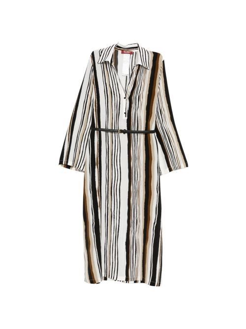 MAX MARA ストライプ シルク ロングドレス 送料無料
