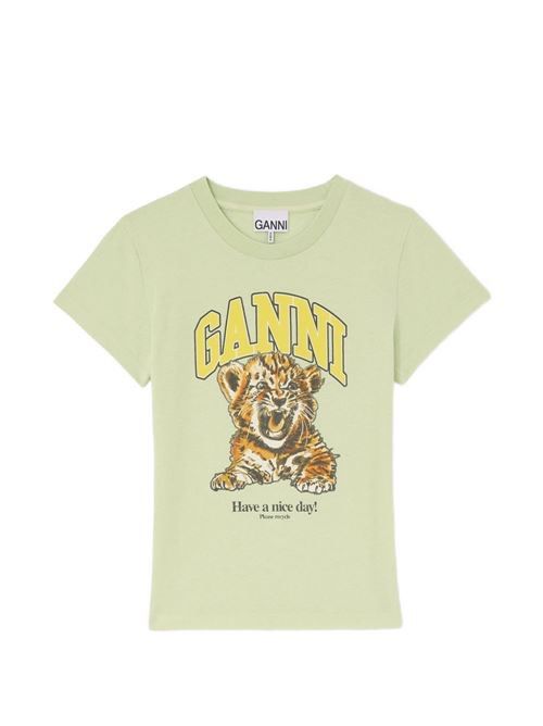 GANNI プリントコットン Tシャツ 送料無料