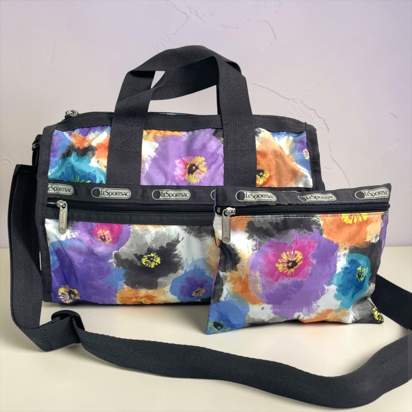 LeSportsac ショルダーバッグ ポーチ付き ボストンバッグ - メルカリ