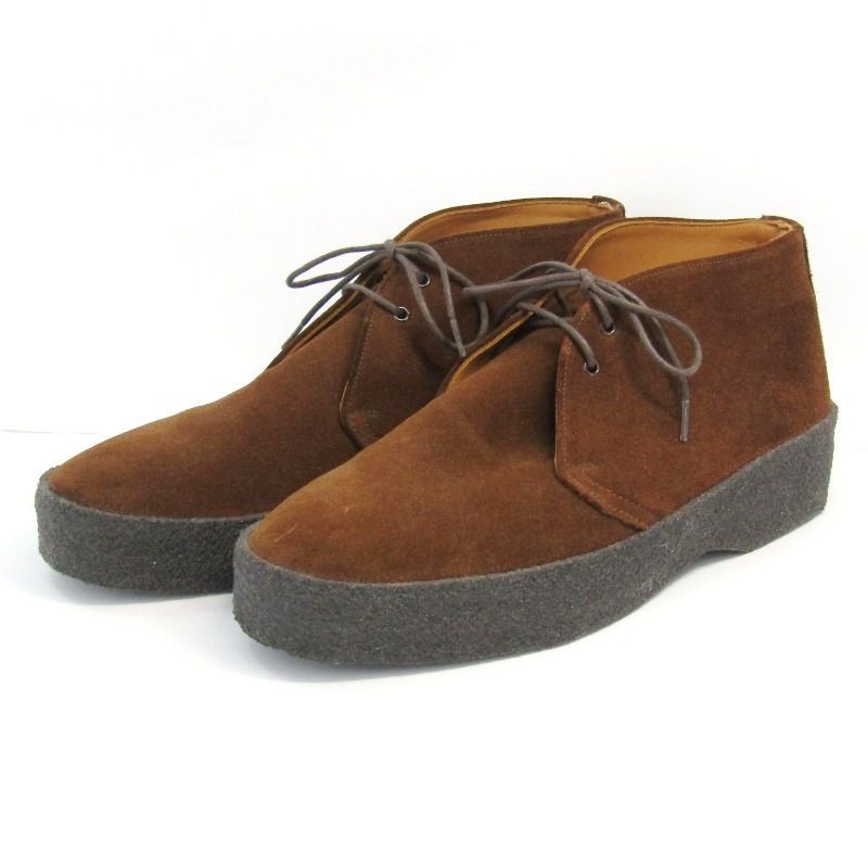美品 SANDERS × Southwick サンダース UK7.5 チャッカブーツ 2572PSS Mudguard Brit Chukka サウスウィック スエード ブラウン 18002191
