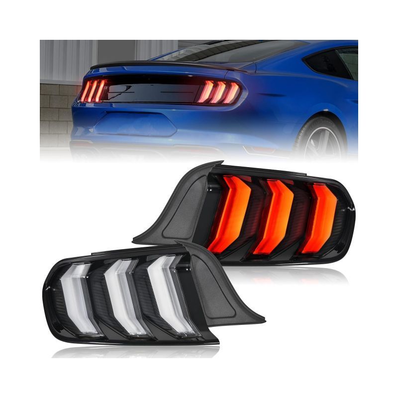 フォード Ford マスタング MUSTANG 2015-2020年 リアテールランプ ブレーキランプ 左右セット ホワイトレンズ PC 12V