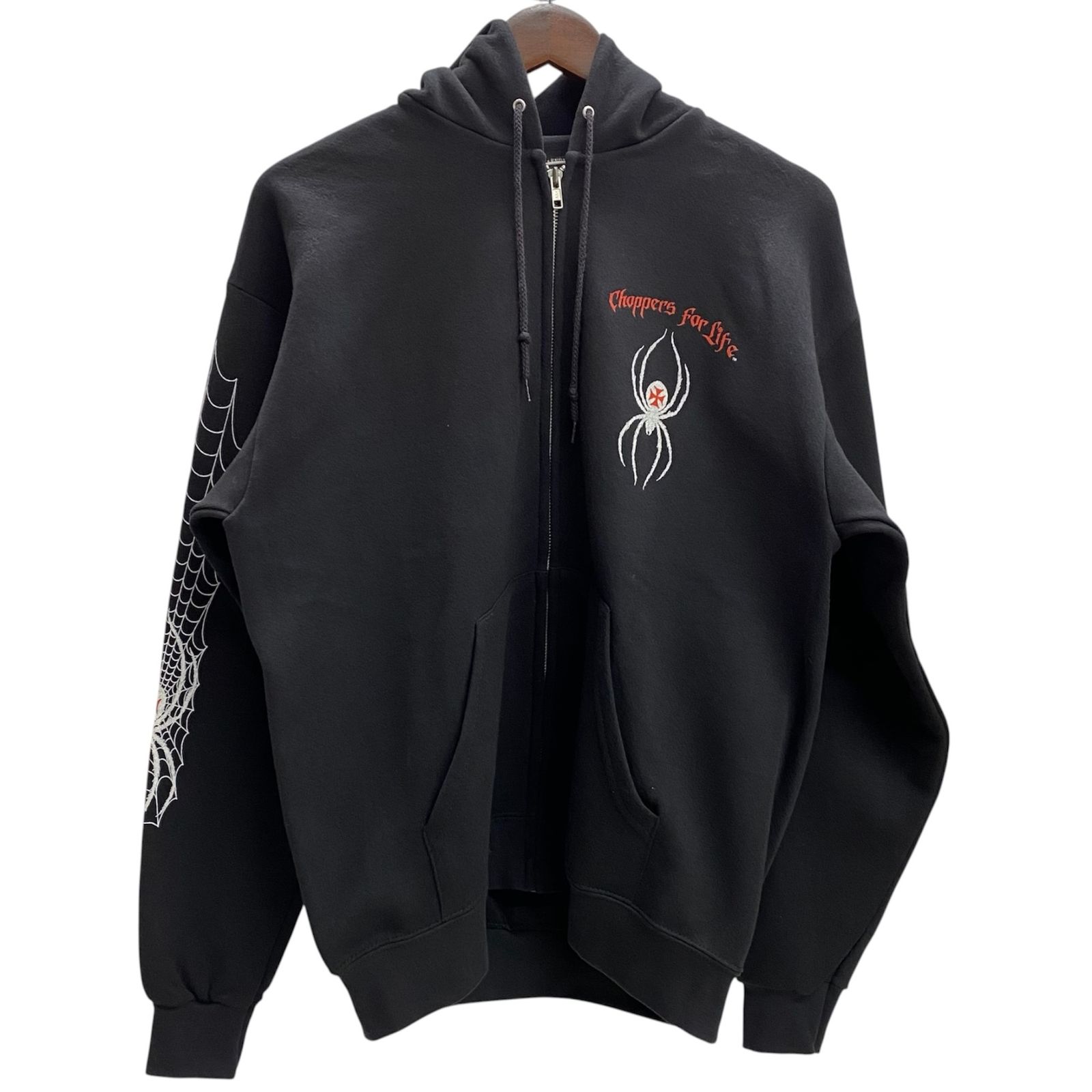 ウエストコーストチョッパーズ West Coast Choppers Spider Web Hoodie スパイダーウェブ フルジップパーカー パーカ ブラック Mサイズ 201MT-6194 VB