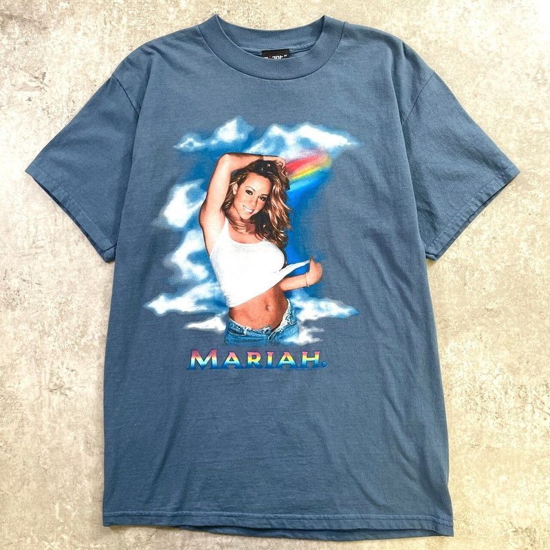 2000年製 USA製 Mariah Carey マライアキャリー Rainbow ツアーTシャツ アーティストTシャツ メンズM 古着 ロックバンド バックプリント くすみブルー