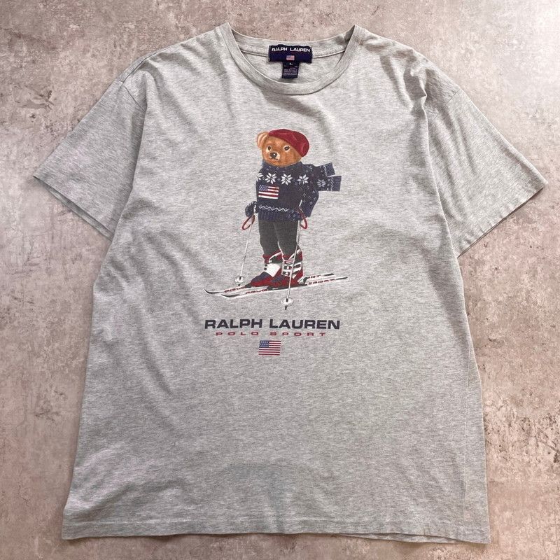 90年代 USA製 RALPH LAUREN POLO SPORT ラルフローレン ポロスポーツ ポロベア Tシャツ メンズXL相当 POLO BEAR 古着 シングルステッチ ヴィンテージ ビンテージ 霜降りグレー