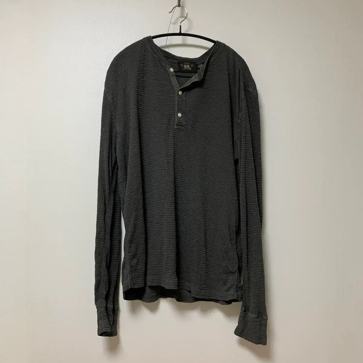 RRA ダブルアールエル ワッフル ヘンリーネック ロングスリーブ DARK GREY xl