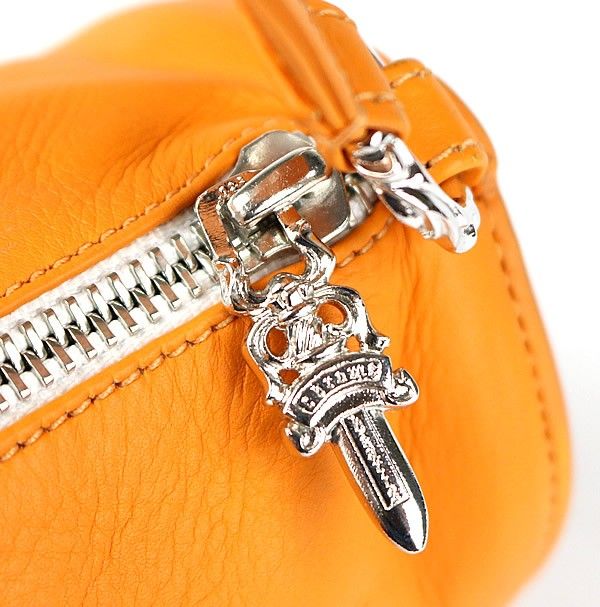 CHROME HEARTS 銀座店 クロムハーツ セメタリー スクロールラベル 筒形 ミニバッグ レザー メンズ シルバー SV925 オレンジ 103634 CHROME HEARTS 銀座店 クロムハーツ セメタリー スクロールラベル 筒形