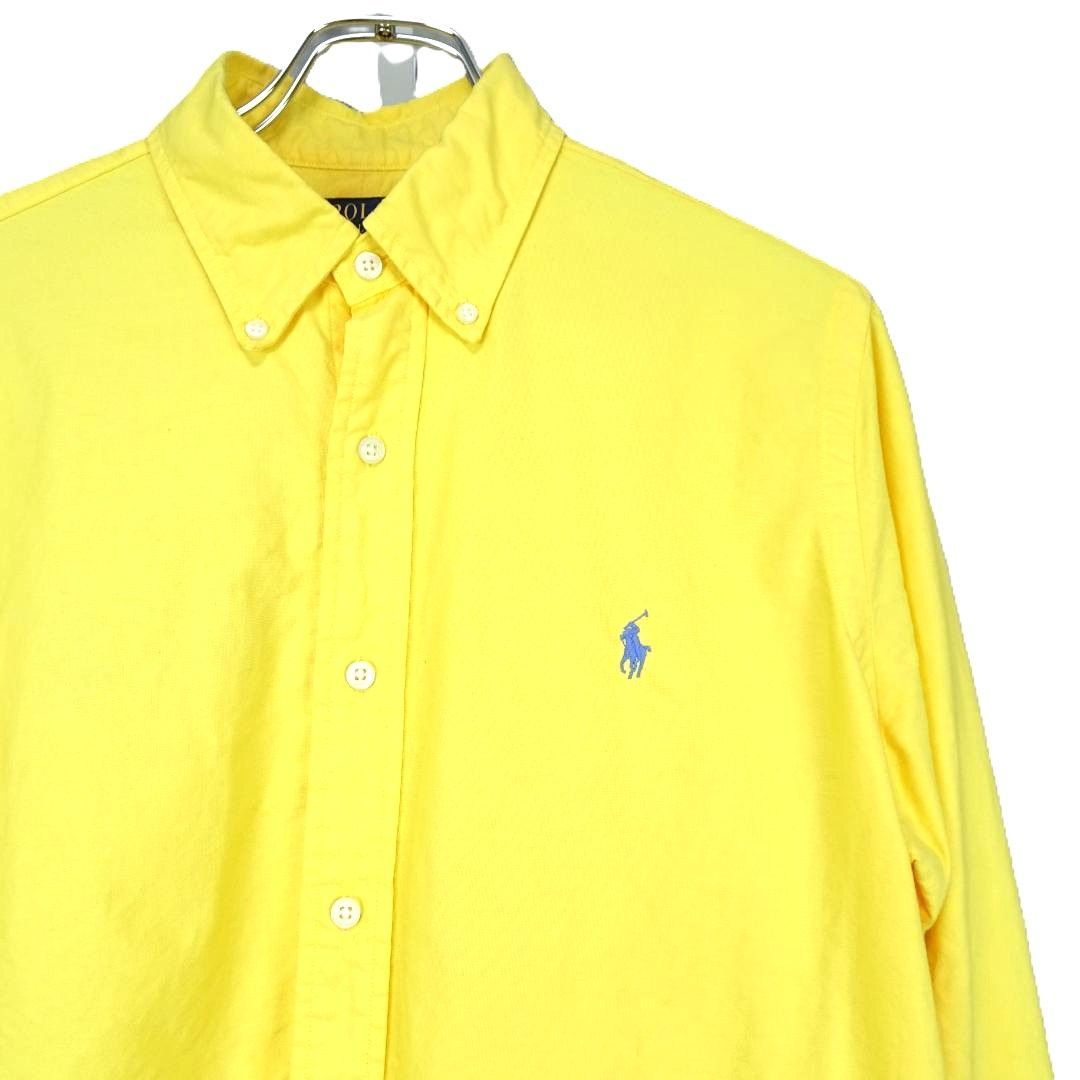 97) ラルフローレン 長袖シャツ M L相当 イエロー ポロ CLASSIC FIT