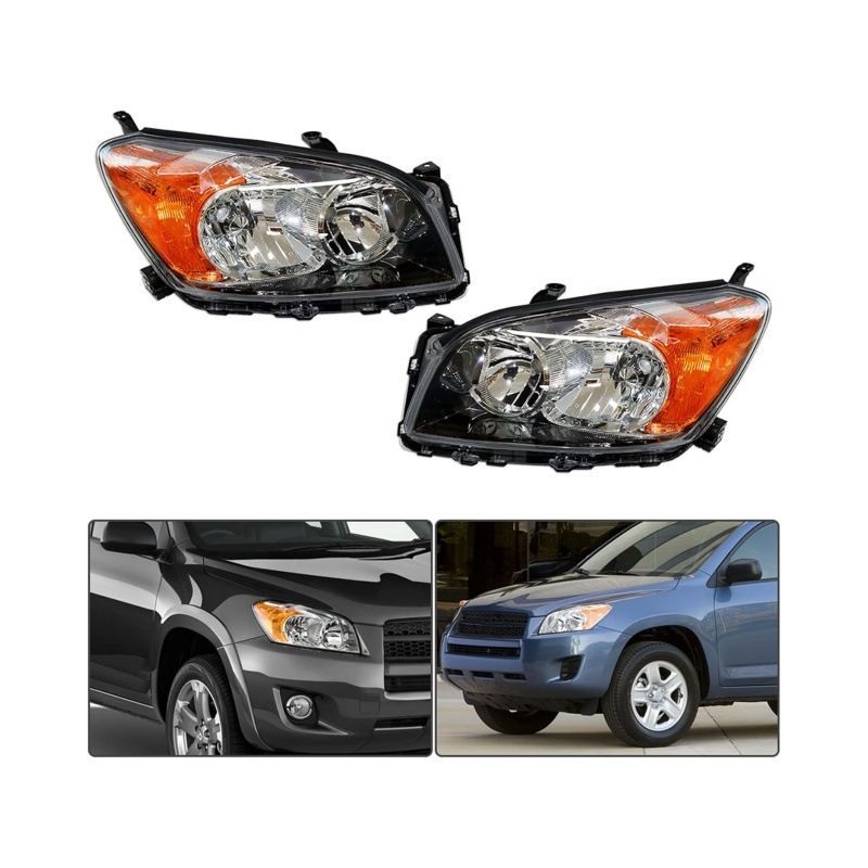 トヨタ Toyota RAV4 2009年 2010年 2012年対応 ヘッドライトユニット ハロゲン 左右セット クリアレンズ ブラックフレーム