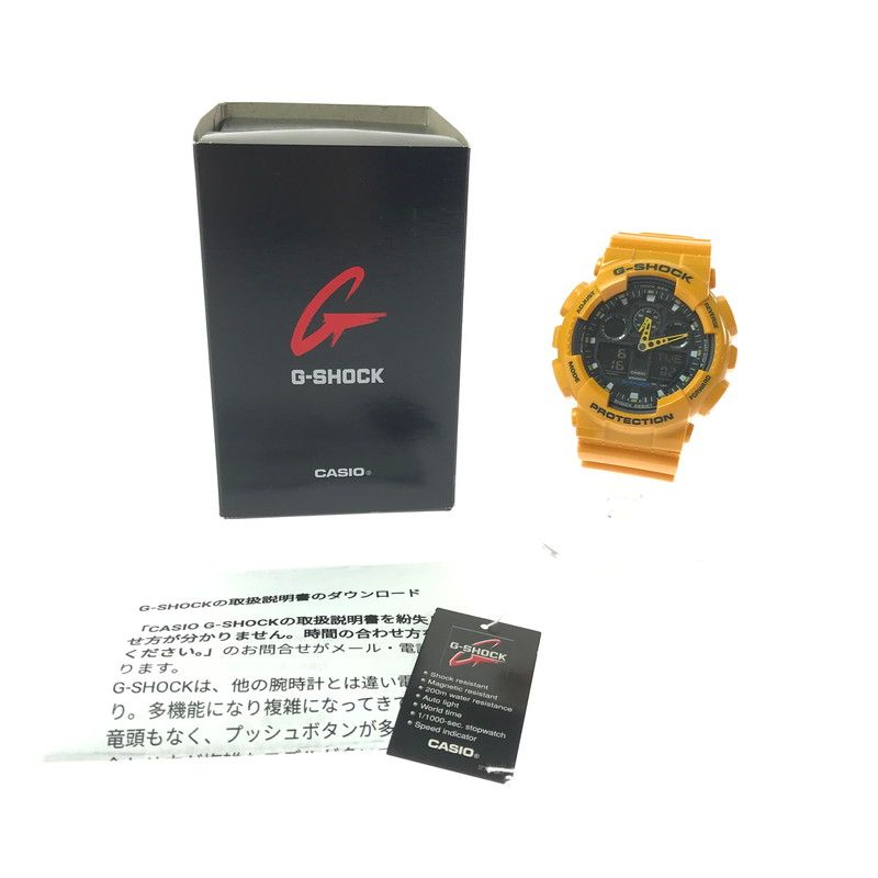 【中古美品】 G-SHOCK ジーショック ANALOG-DIGITAL GA-100A-9ADR アナログ デジタル クォーツ 腕時計 【196-260620-na-11-tagh】