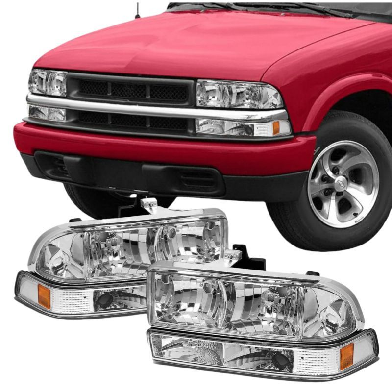 シボレー Chevrolet Chevy S10 Blazer 1998-2004年 ヘッドライト バンパーライト 左右セット PC ハロゲン 12V ホワイトレンズ