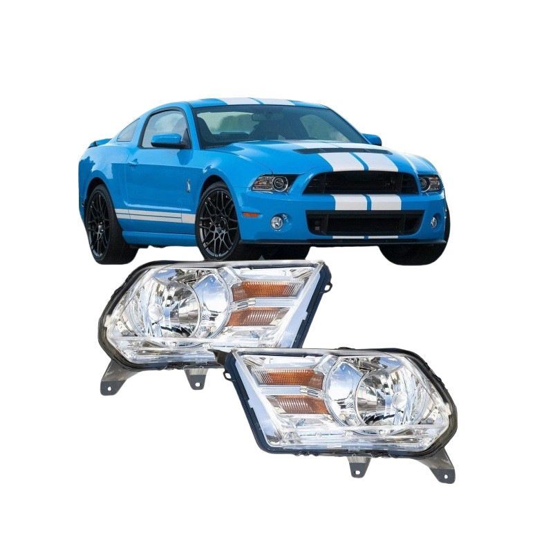 フォード Ford マスタング Mustang 2009-2014 ヘッドライト 前照灯 左右セット 12V 55W ホワイトレンズ 外装パーツ
