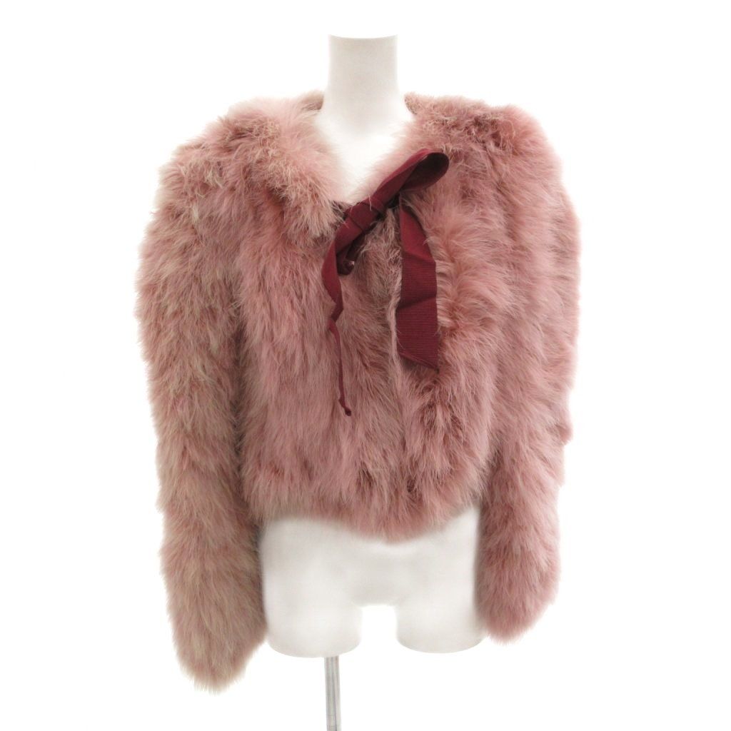 モスキーノ MOSCHINO 美品 フェイクファージャケット ピンク リボン ショート丈 HA40155880 /MG ■ECD005