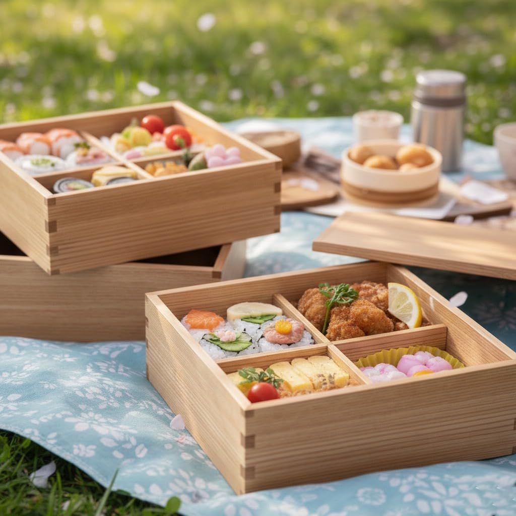 YAMAGA 木製 重箱 白木 3段 三段 お重箱 大 小 (小 16.5cm)山家漆器店