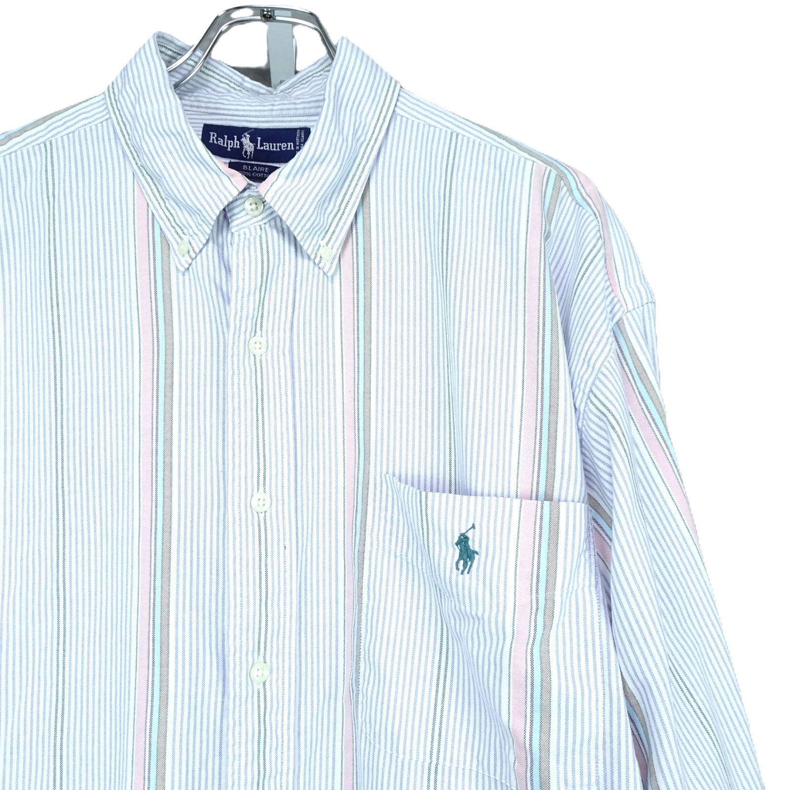 99) ラルフローレン 90s マルチストライプ長袖シャツ XXL 3XL相当