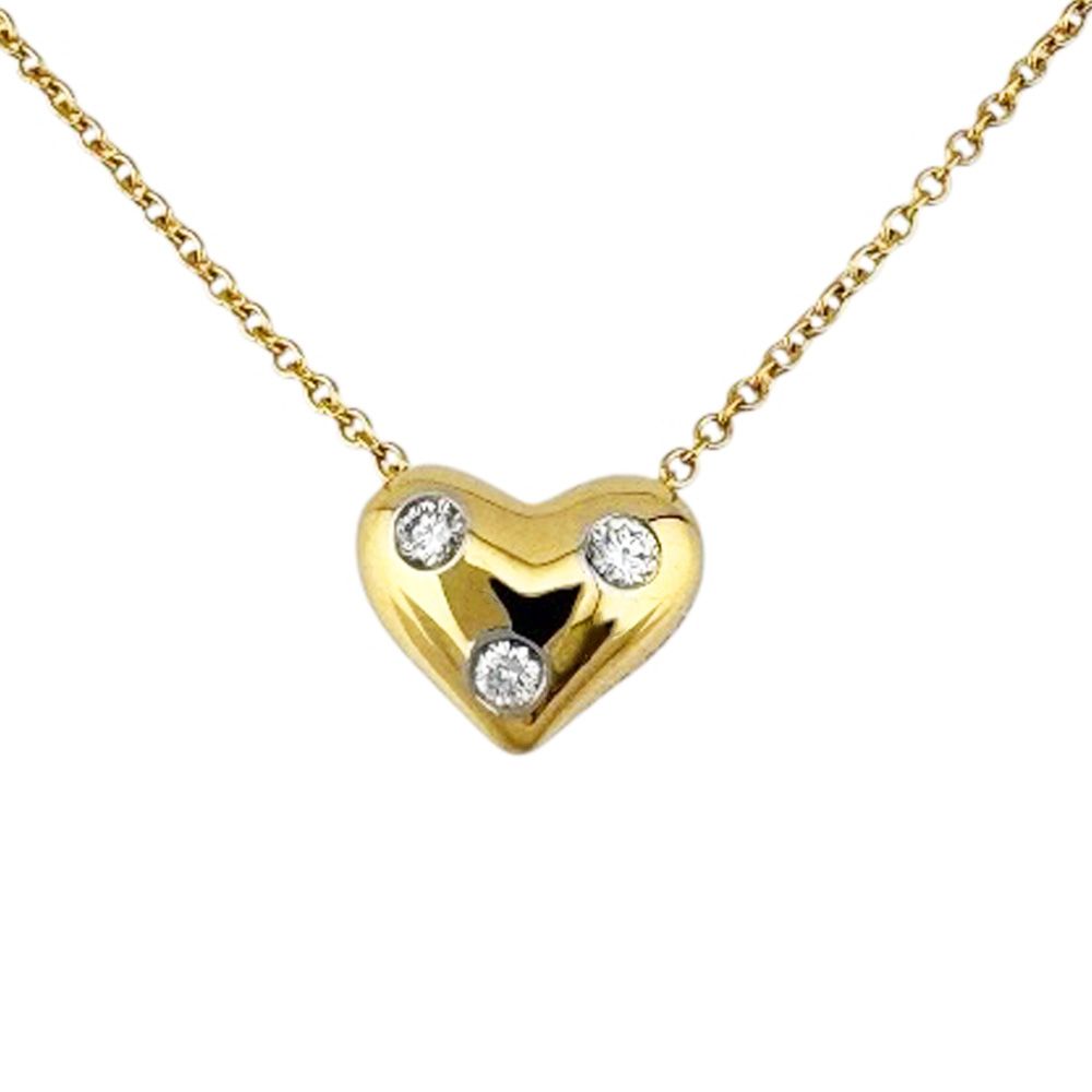 ティファニー ドッツ ピンチド ハート ネックレス 18金 K18イエローゴールド ダイヤモンド レディース TIFFANY&Co. 中古 ティファニー