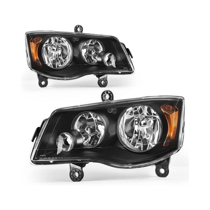 クライスラー Chrysler タウン＆カントリー Town & Country Grand Caravan 2008-2016 ヘッドライト 左右セット 12V 55W ブラックインナー