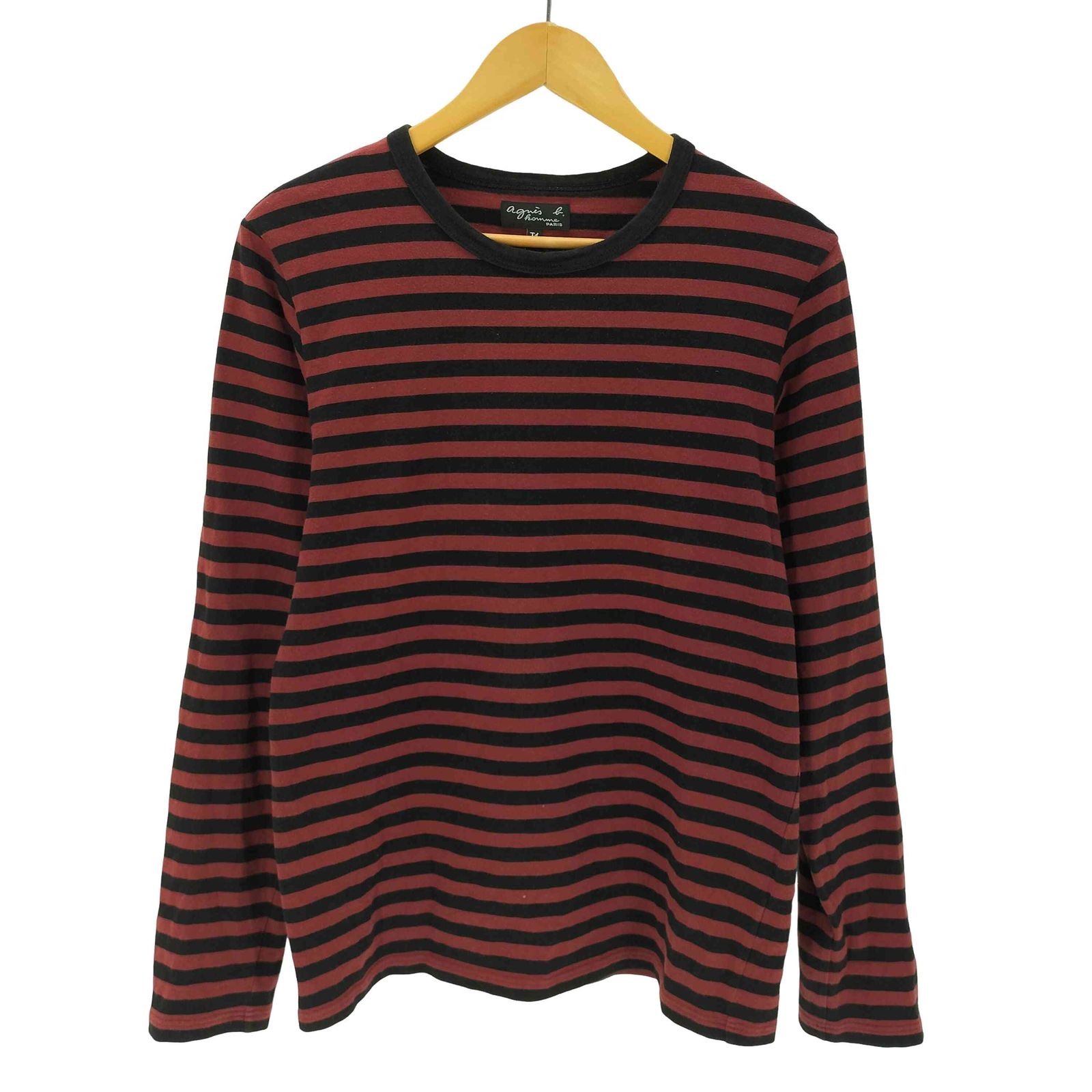 アニエスベーオム Agnes b.homme 細 ボーダー コットン 長袖 Tシャツ