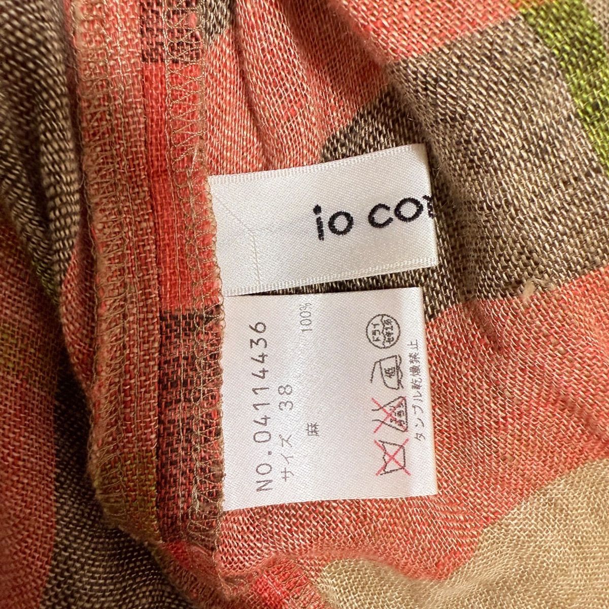 センソユニコ io comme io リネン100% チェック チュニック ワンピース