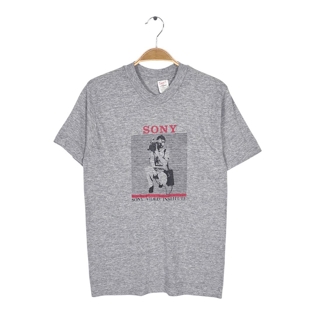 80s SONY ソニー 企業系 USA製 ヴィンテージ Tシャツ ハンディーカム ビデオカメラ グレー シングルステッチ サイズM BZ0613