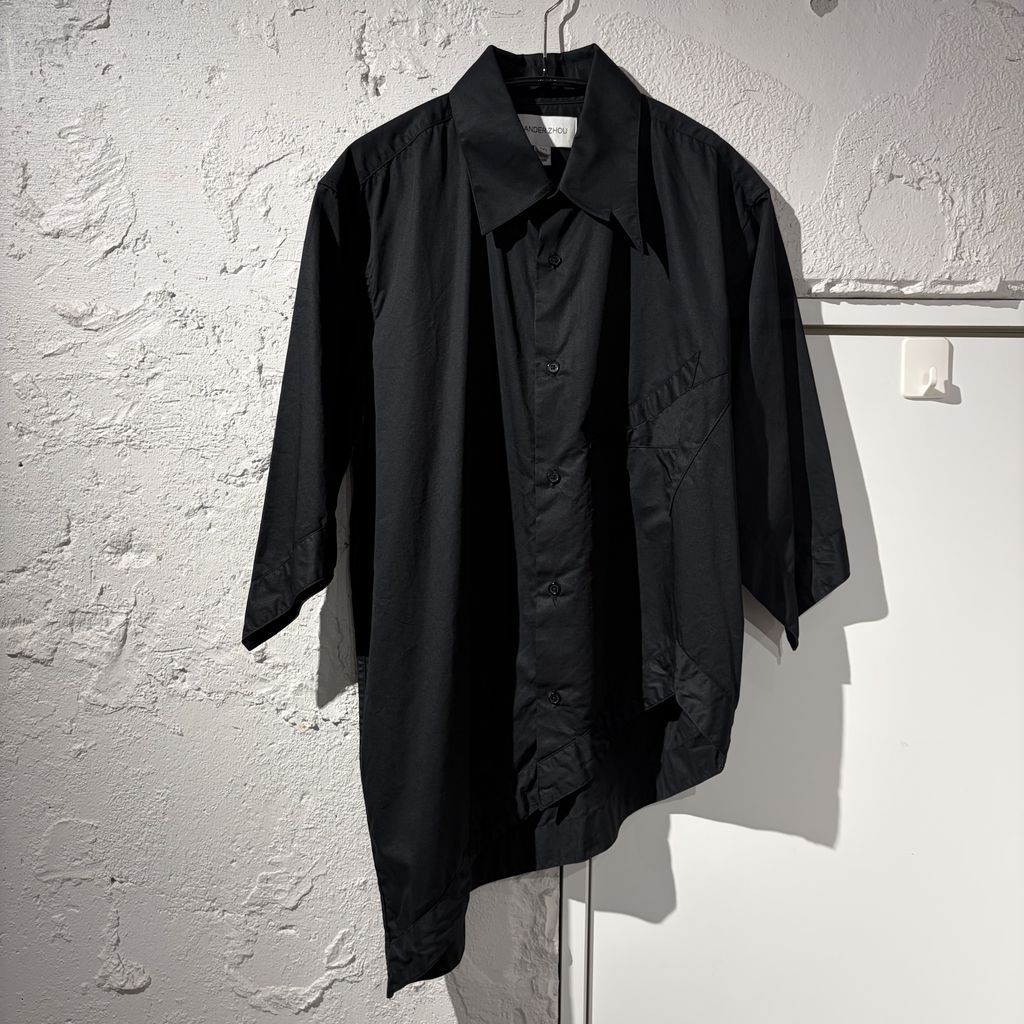 XANDER ZHOU ザンダー・ゾウ 20SS Cut Button Short Shirt シャツ ブラック Size:50【表参道B06】