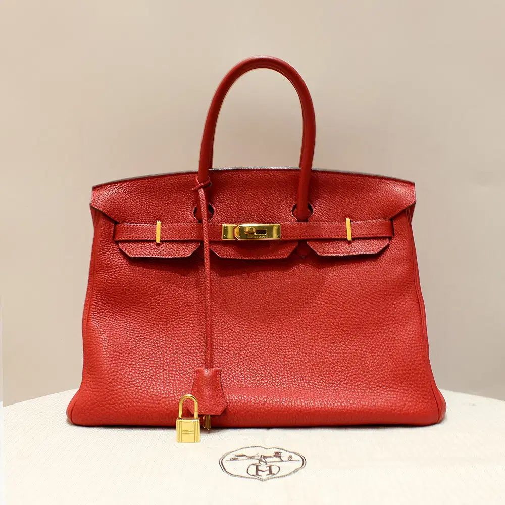 ブランドダオルドンネ Hermes バーキン 35 レッド トートバッグ P刻印