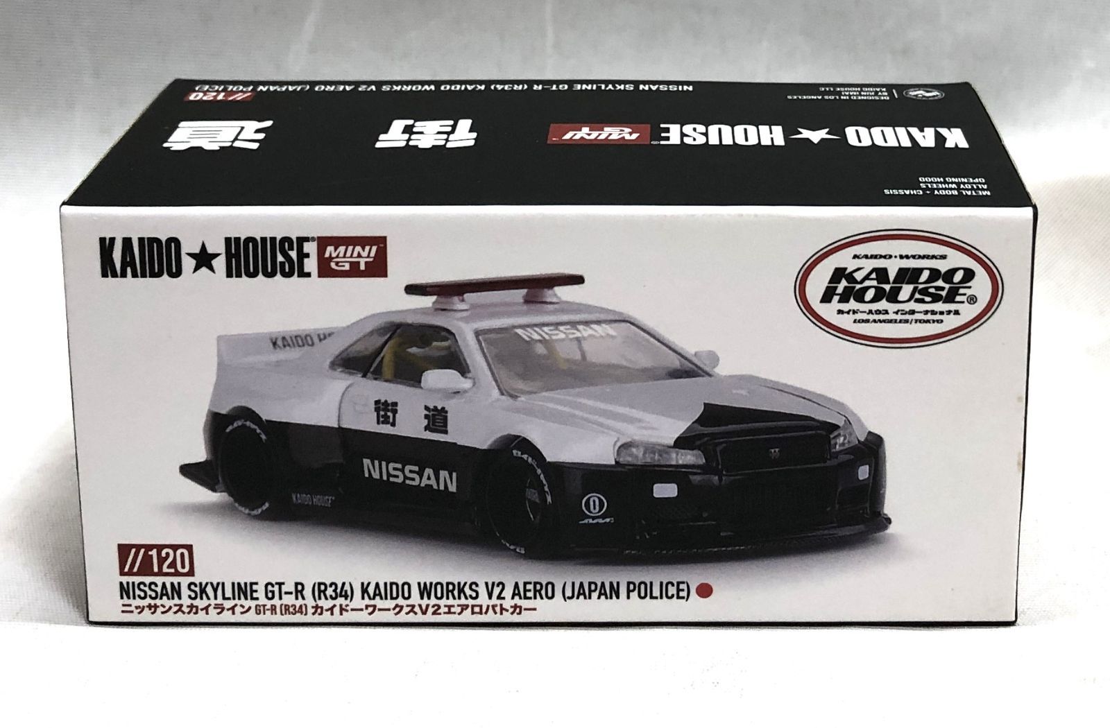 【最終値下】KAIDO HOUSE チェイスカー スカイラインR34 パトカー 美品◇KAIDO HOUSE×MINI GT Nissan スカイライン GT-R R34 エアロ