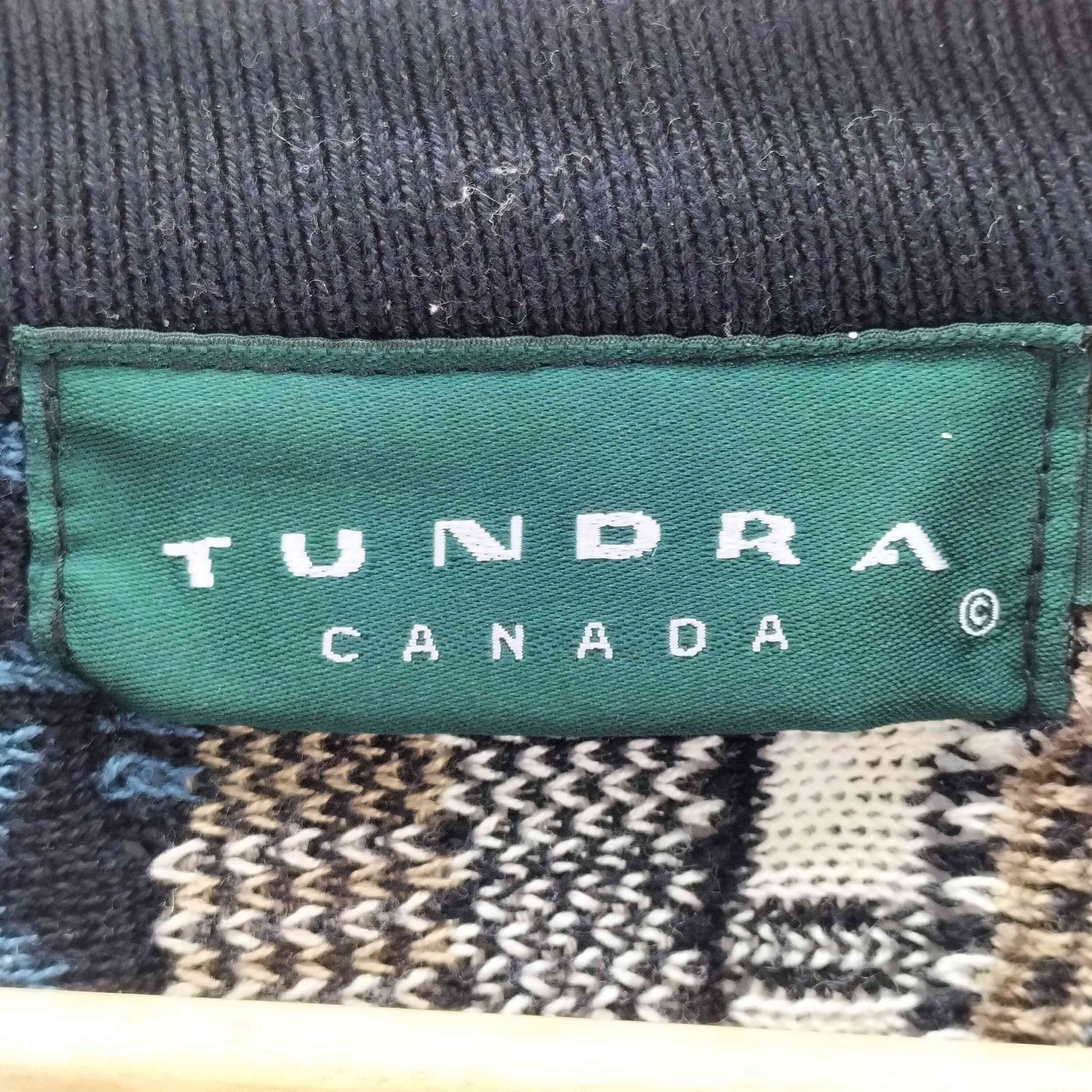 ツンドラ tundra CANADA 90-00S OLD カナダ製 総柄 立体編み コットン
