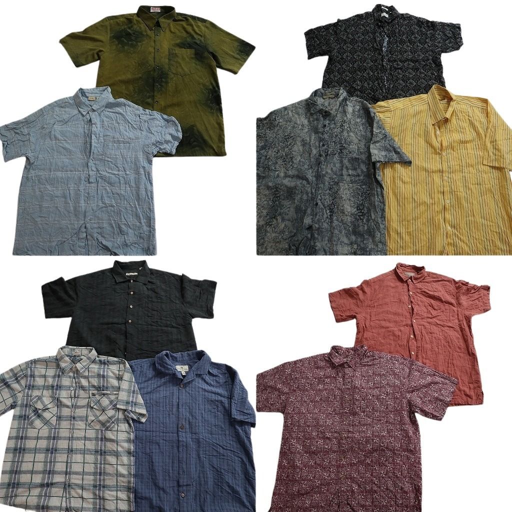 古着卸 まとめ売り 半袖シャツ MIX 10枚セット ( メンズ XL ) チェック