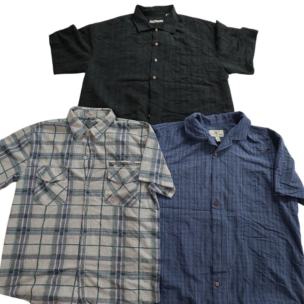 古着卸 まとめ売り 半袖シャツ MIX 10枚セット ( メンズ XL ) チェック