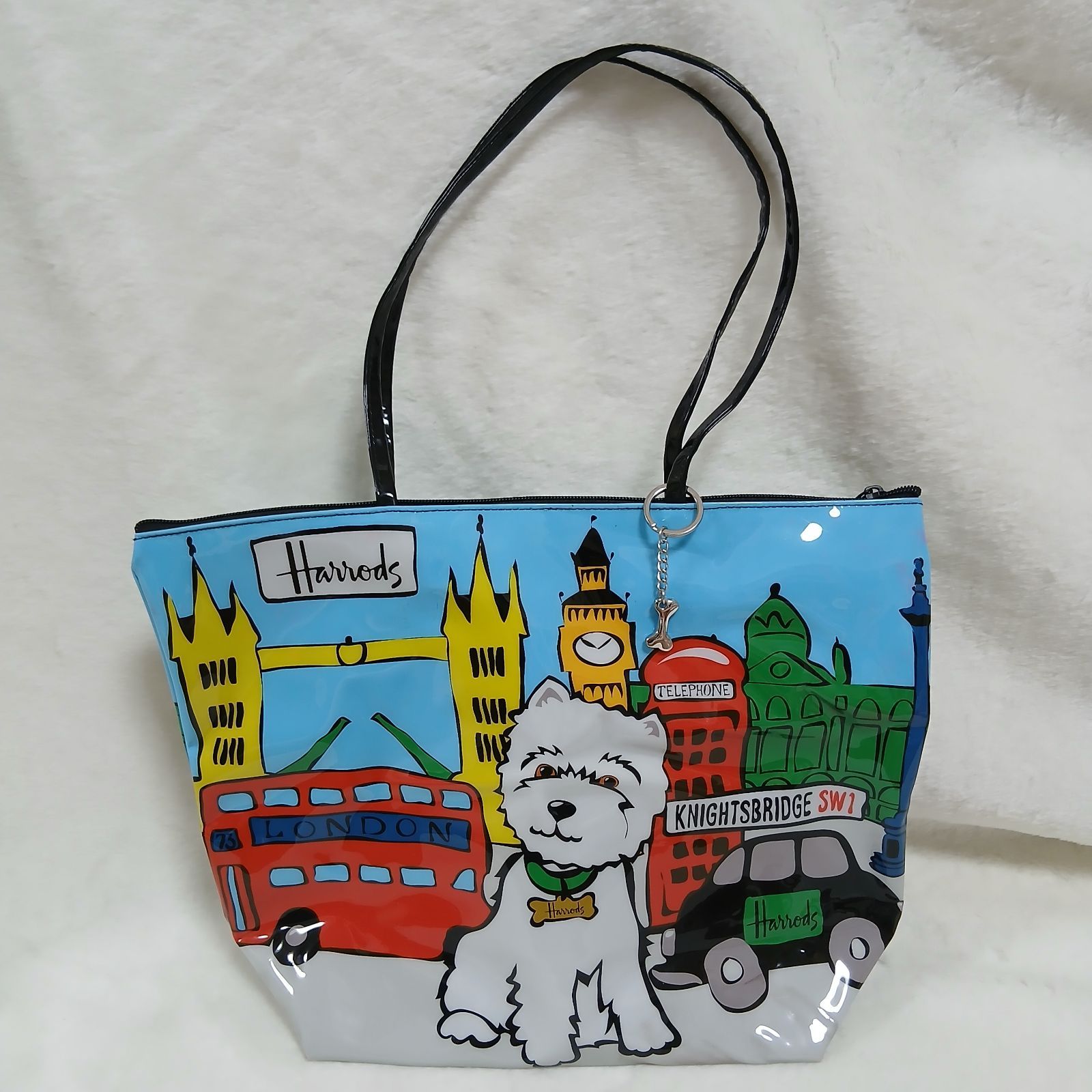 訳あり】Harrods ハロッズ ウェスティ トートバッグ ボーンチャーム