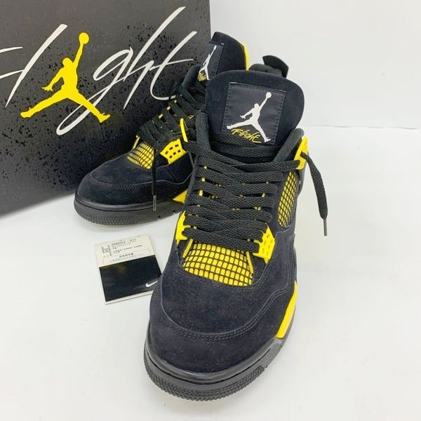 NIKE ナイキ 2023 AIR JORDAN 4 RETRO THUNDER スニーカー シューズ DH6927-017 メンズ 29.5cm ブラック イエロー 靴 DF19512■
