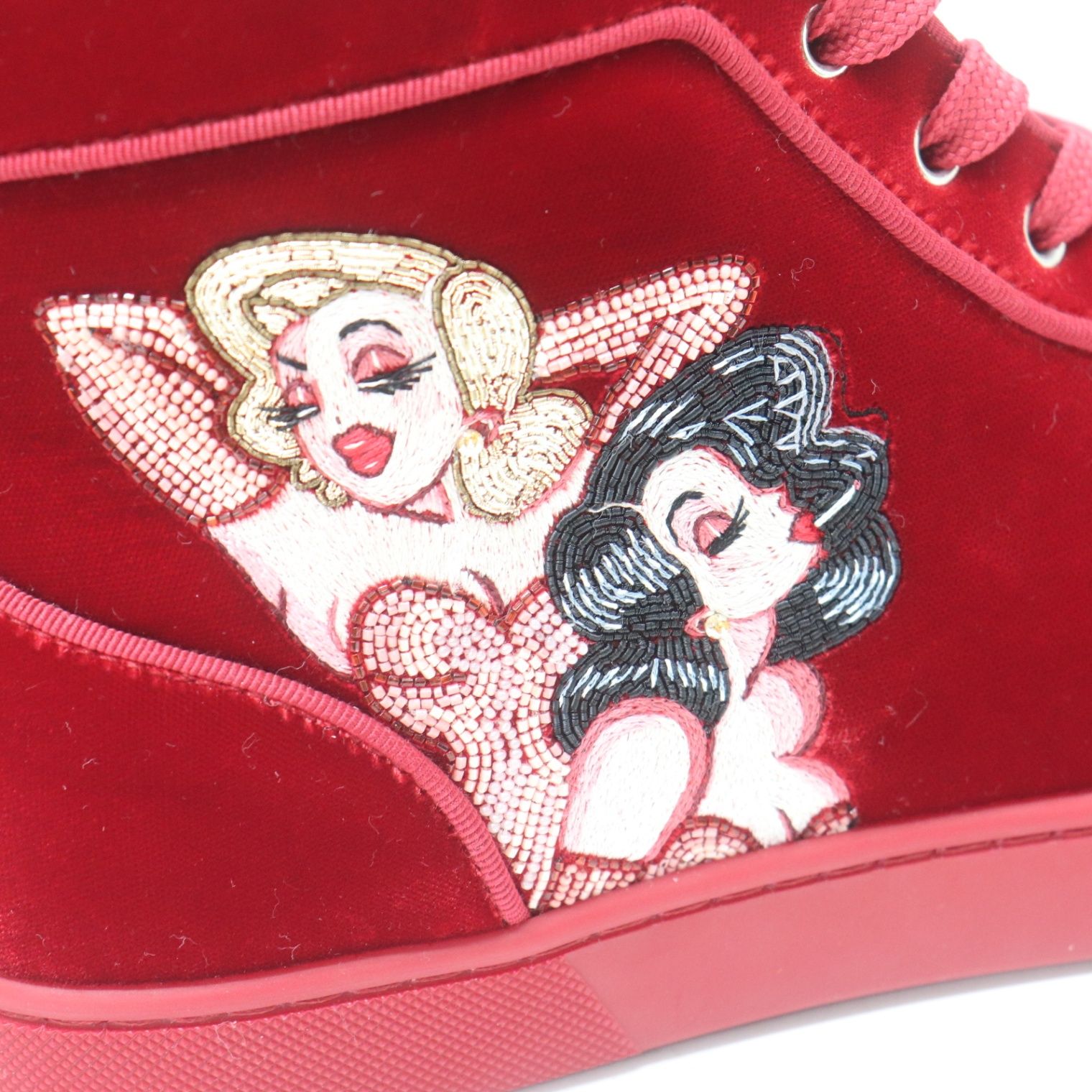 ITMK4W8PXMK8 美品 Christian Louboutin クリスチャンルブタン スニーカー LIMITED EDITION ベロア ミドルカット レッド メンズ サイズ43 ITMK4W8PXMK8 美品 Christian Louboutin クリスチャンルブタン