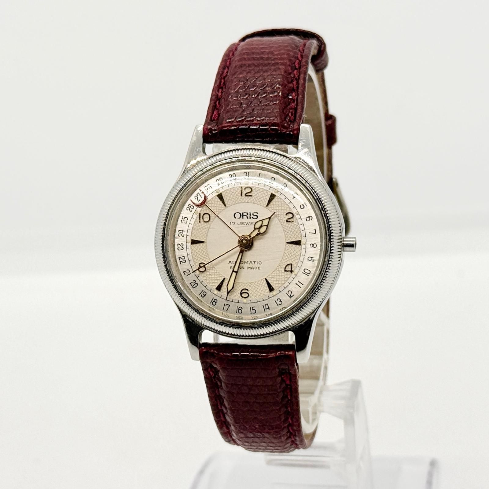 ORIS オリス 17 JEWELS 裏スケ 7400B ポインターデイト シルバー AT 