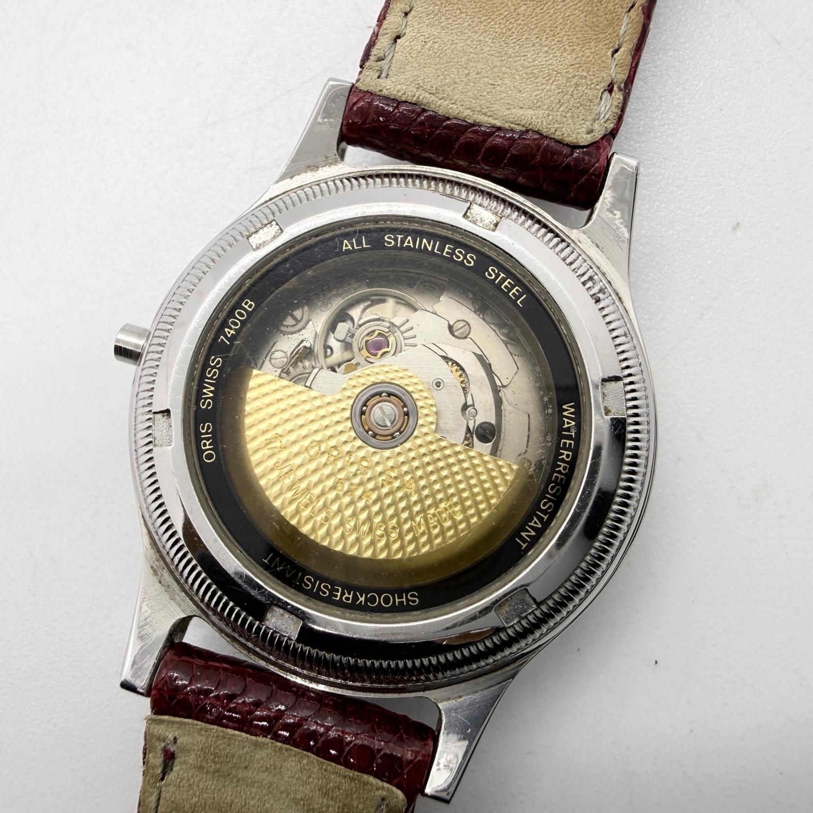 ORIS オリス 自動巻き 17石 7400B ポインター 裏スケルトン デイト 