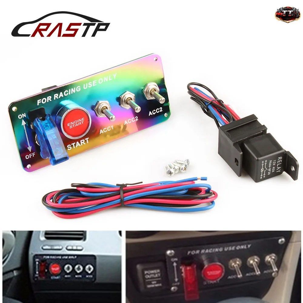マルチカラーフェイスプレートカーイグニッションスイッチレーシングカースイッチDC12VパネルLEDエンジンスタートプッシュボタントグルスタ 7,173円